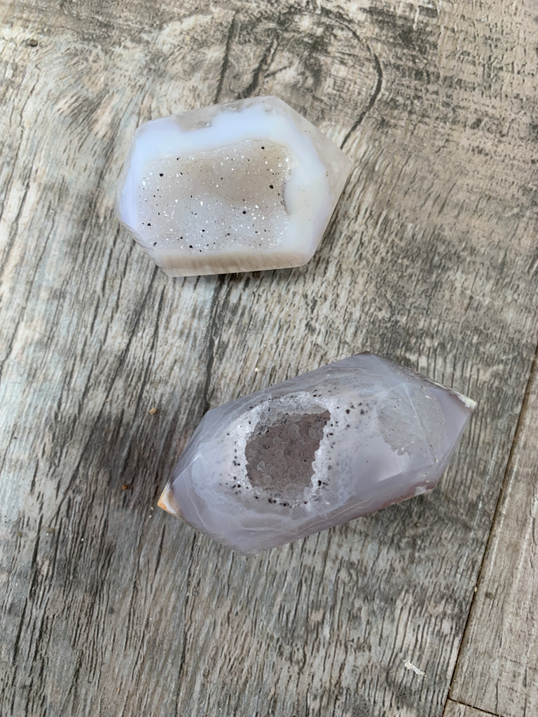 Agate Druzy Double Point