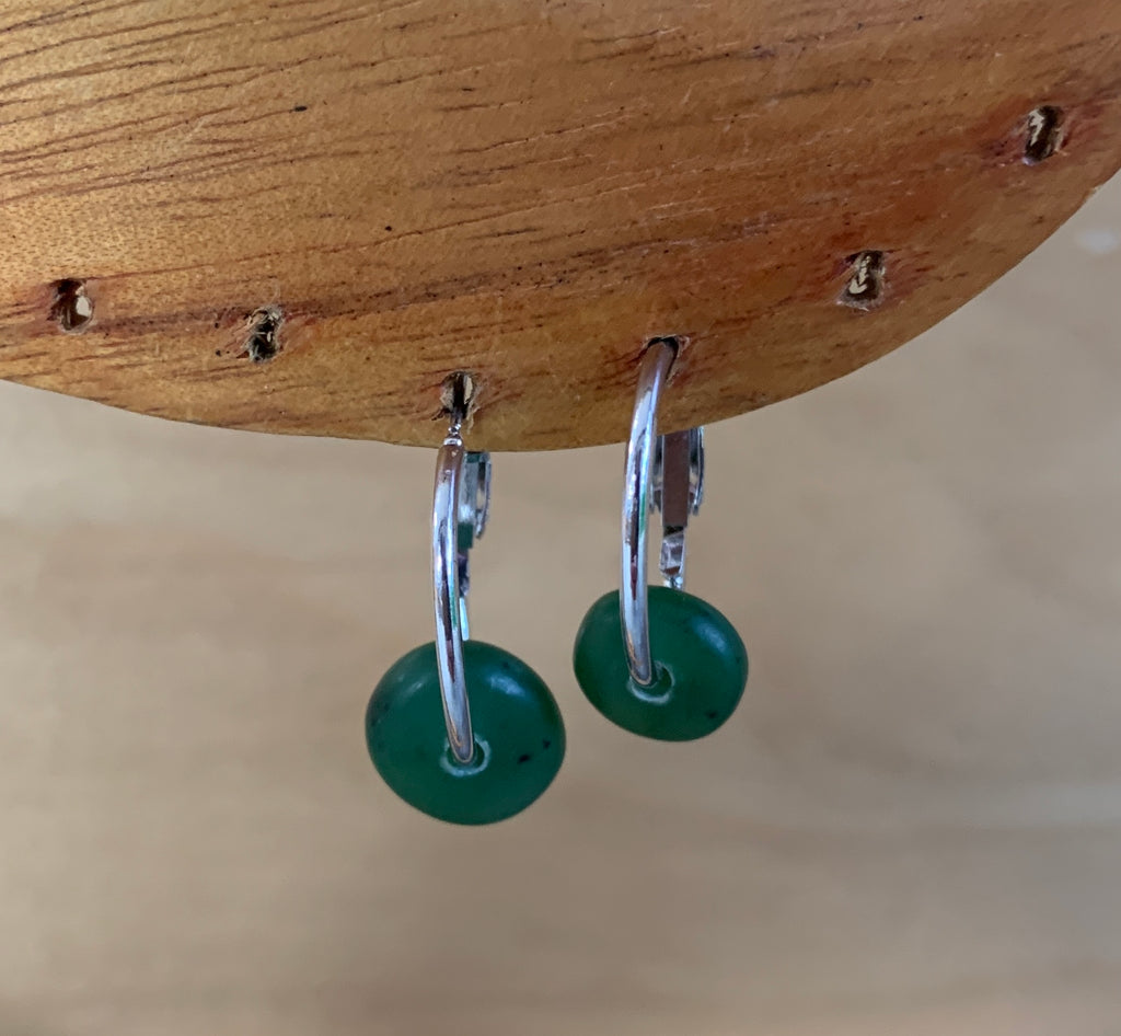 Jade bead and hoop earrings