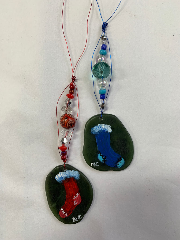 Jade City creations - Hand painted jade Christmas ornaments