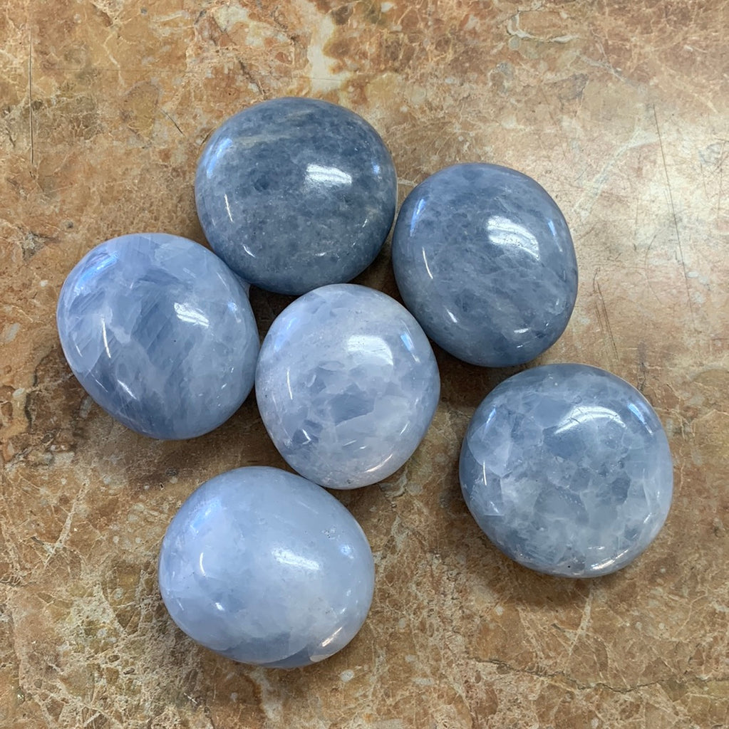 Blue calcite pebbles