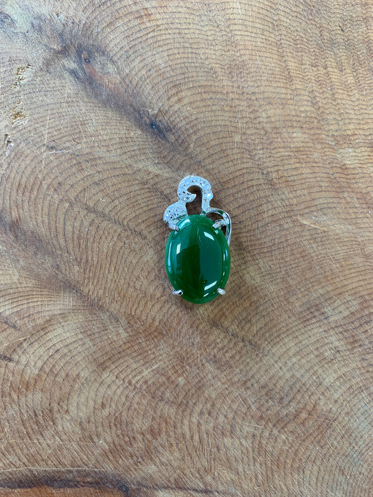 Jade Oval Pendant with Curl