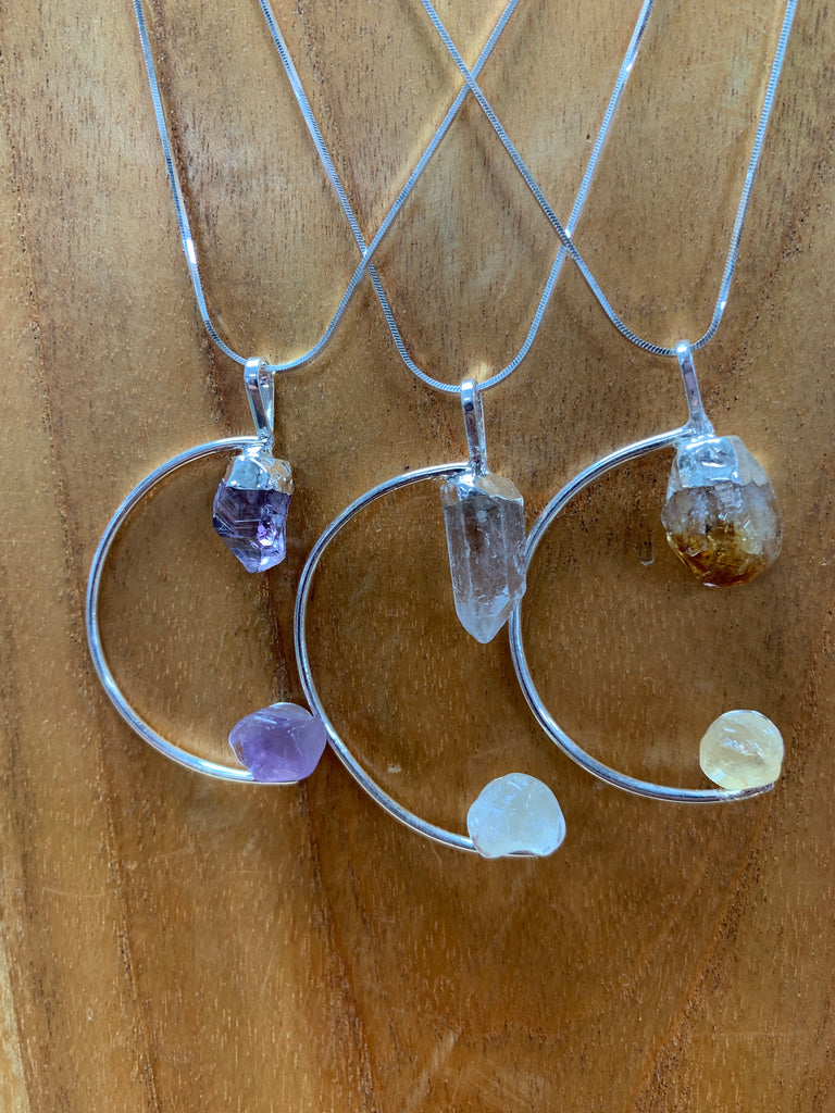 Moon Necklace with Gemstone