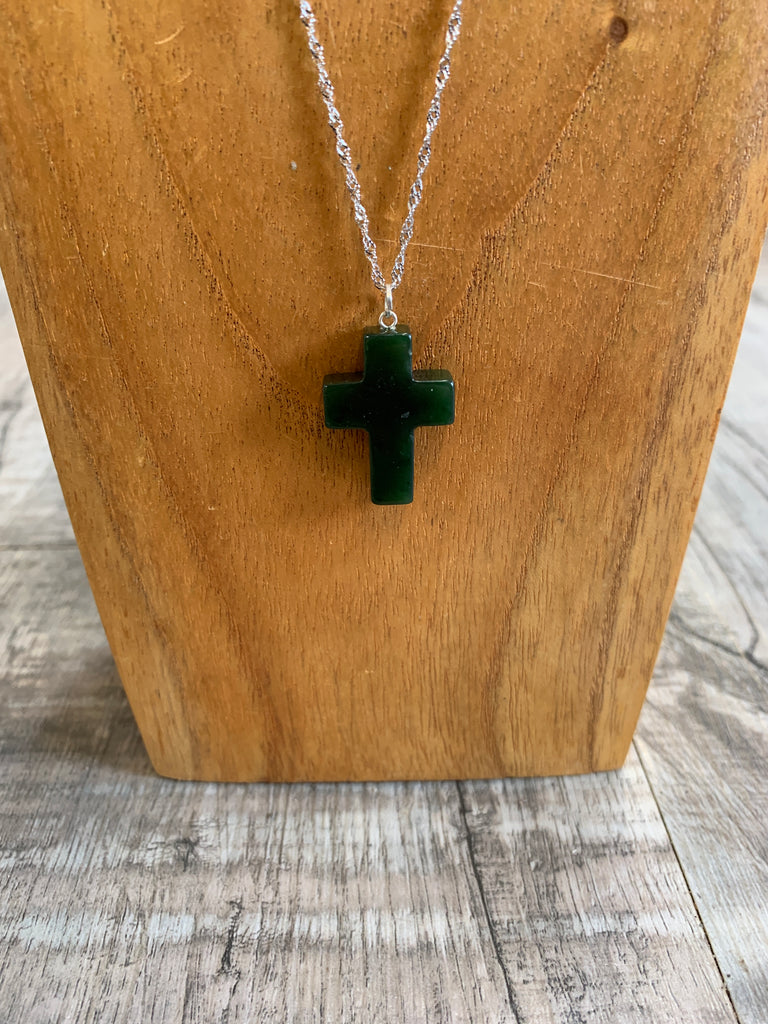 Jade Cross pendant on a sterling silver chain