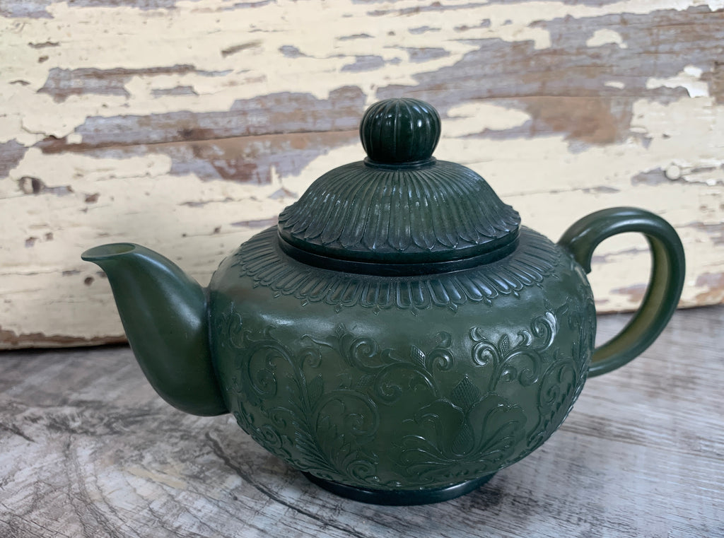 Hand carved jade teapot