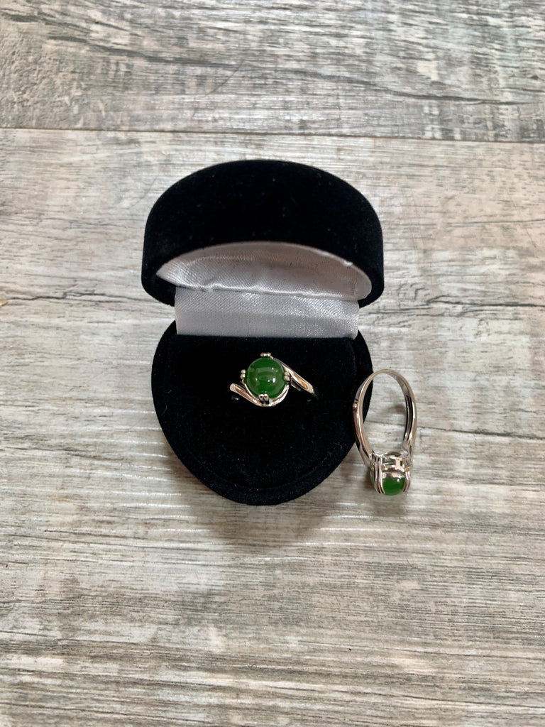 Jade Sphere and Sterling Silver Ring,