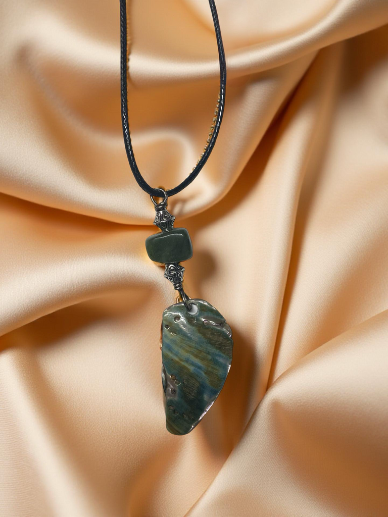 Abalone Necklace with a Jade Bead