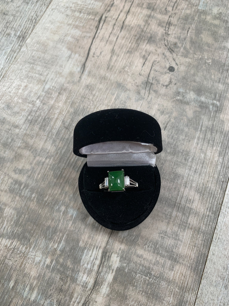 Square Jade Mens Ring, size 10