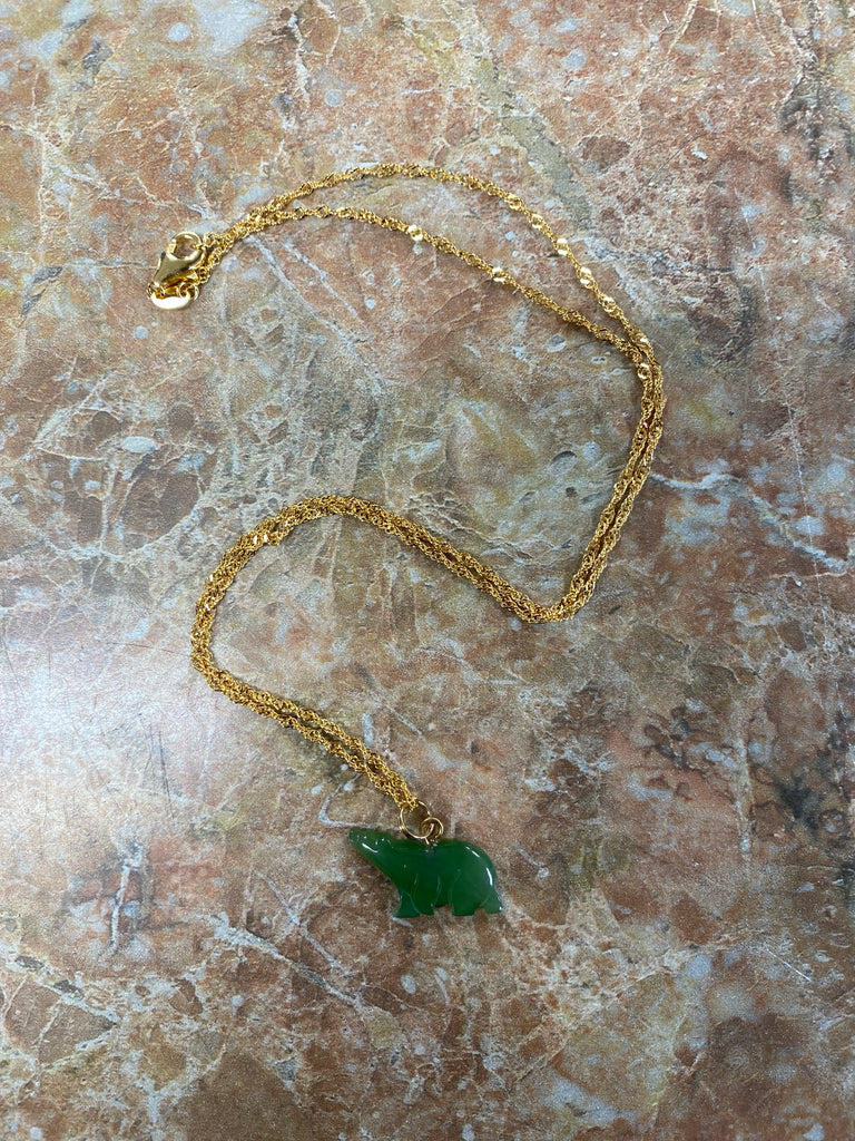 Jade Polar Bear Gold Necklace