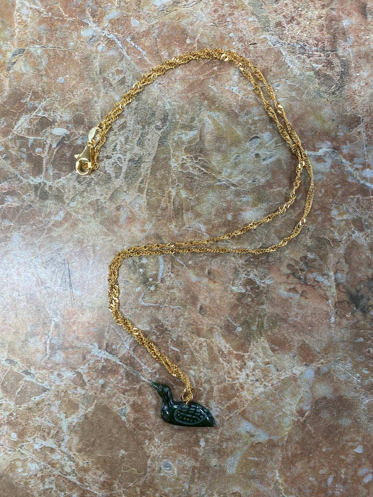 Gold Loon Jade Necklace