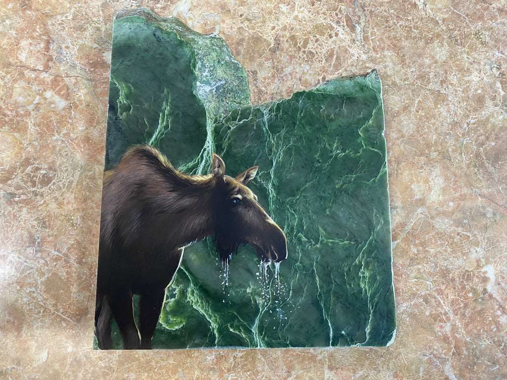 Moose Painting on a Jade