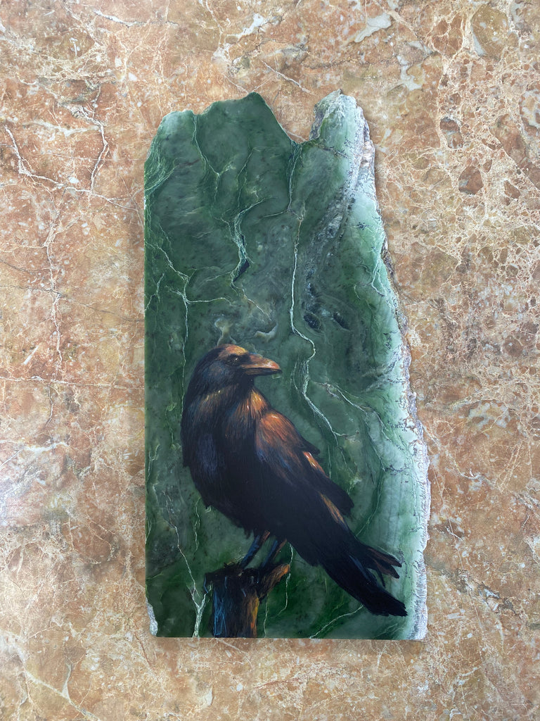 Crow Painting on a Jade