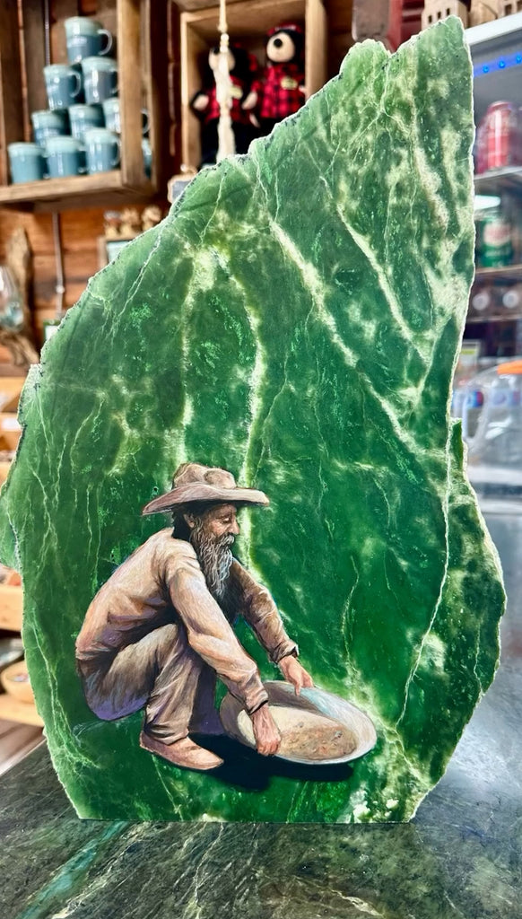 Gold Miner Painting on Jade