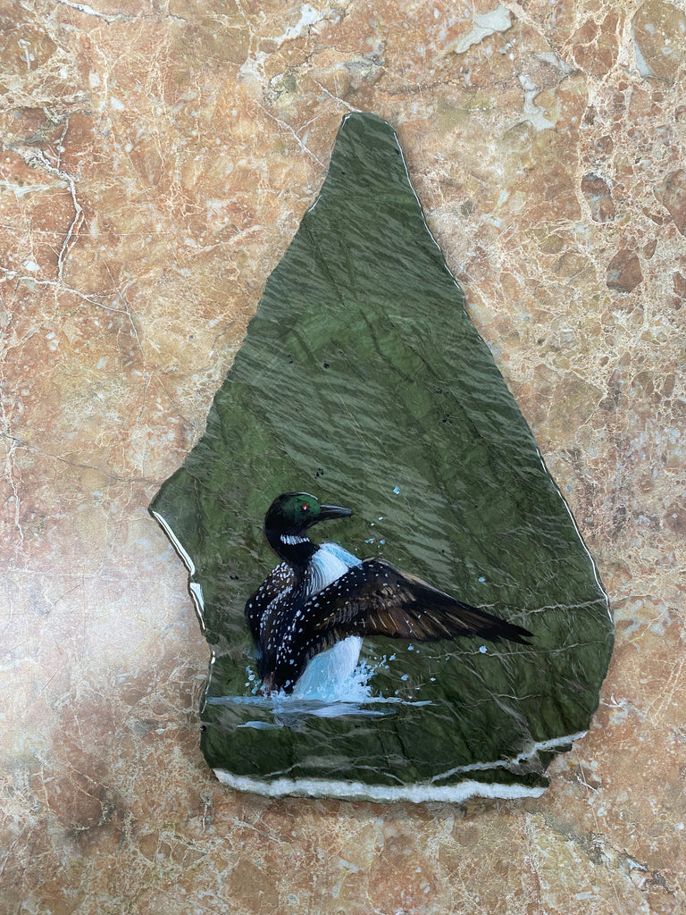 Loon Painting on a Jade