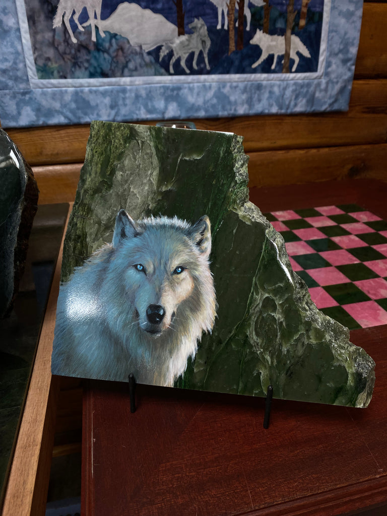 Wolf Painting on a Jade