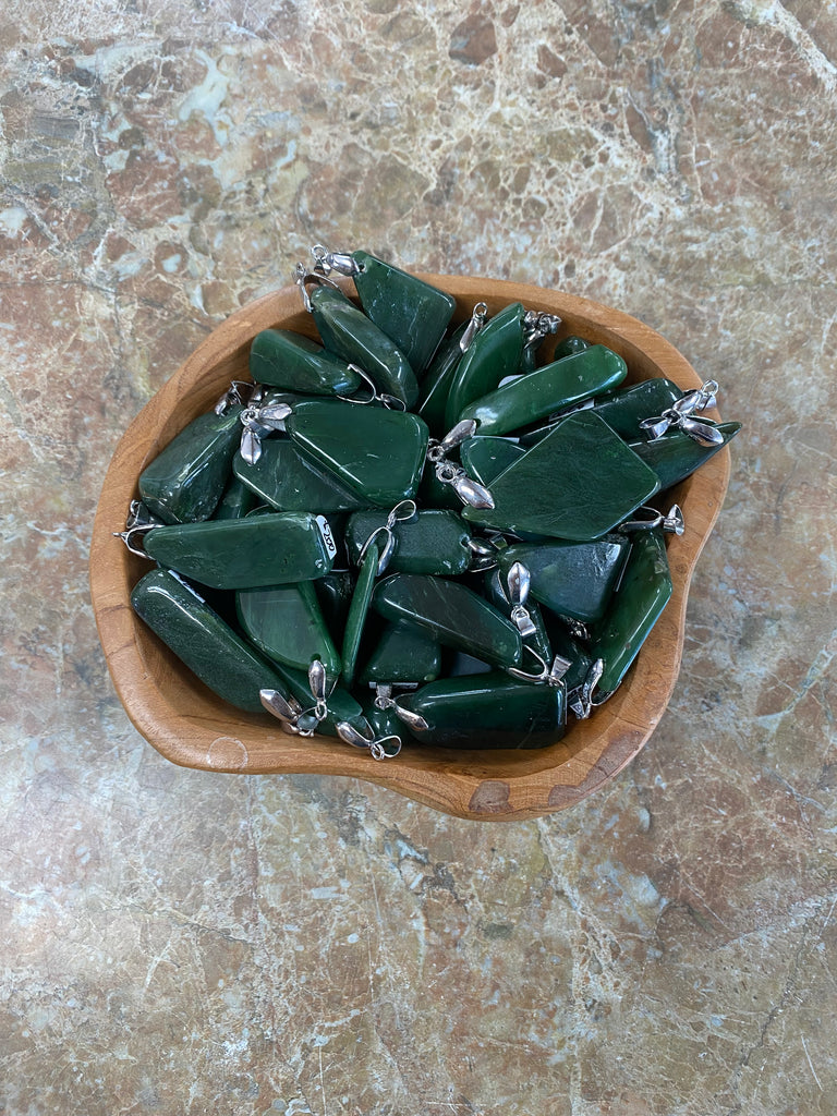 Jade Pendants with a Silver Bale