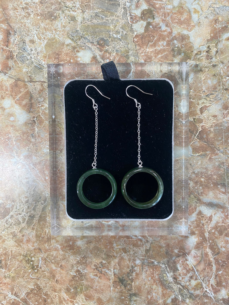 Big Hoops Jade Silver Earrings