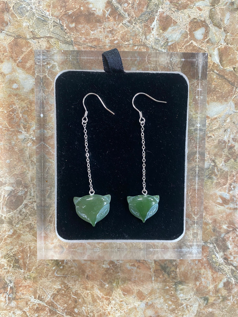 Jade Fox Silver Earrings