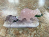 Rose Quartz Mom Bear with a Baby on Agate Base