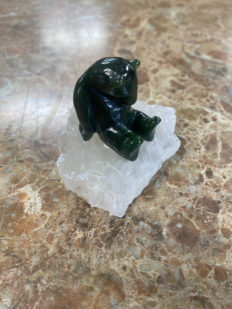 Drunken Jade Bear on Agate Base