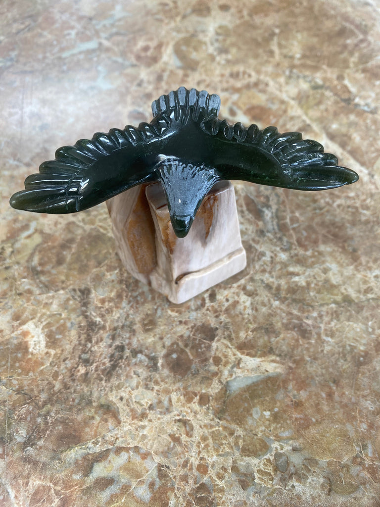 Jade Eagles on Petrified Wood