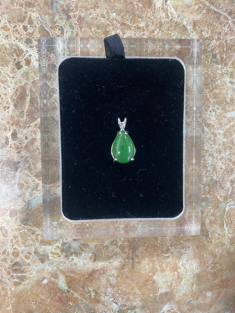 Jade Teardrop sterling silver pendant