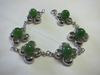 Jade Bead Silver Flower Bracelet