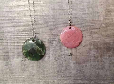 Jade and Rhodonite Circle Necklaces- made in Jade City