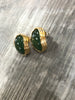 Jade and Gold Oval Stud Earrings