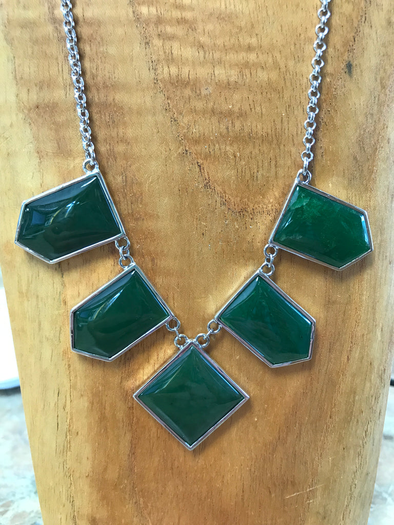 Jade Diamond and Arrow Shaped Necklace