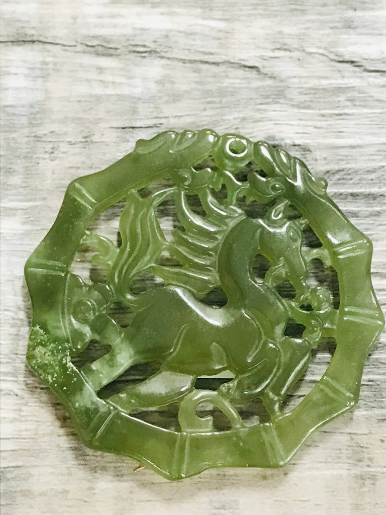 One of a Kind Jade Horse Pendant