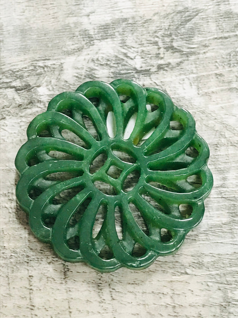 One of a Kind Jade Flower Pendant