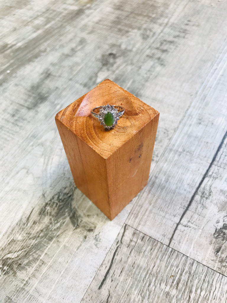 Jade and Rhinestone Ring