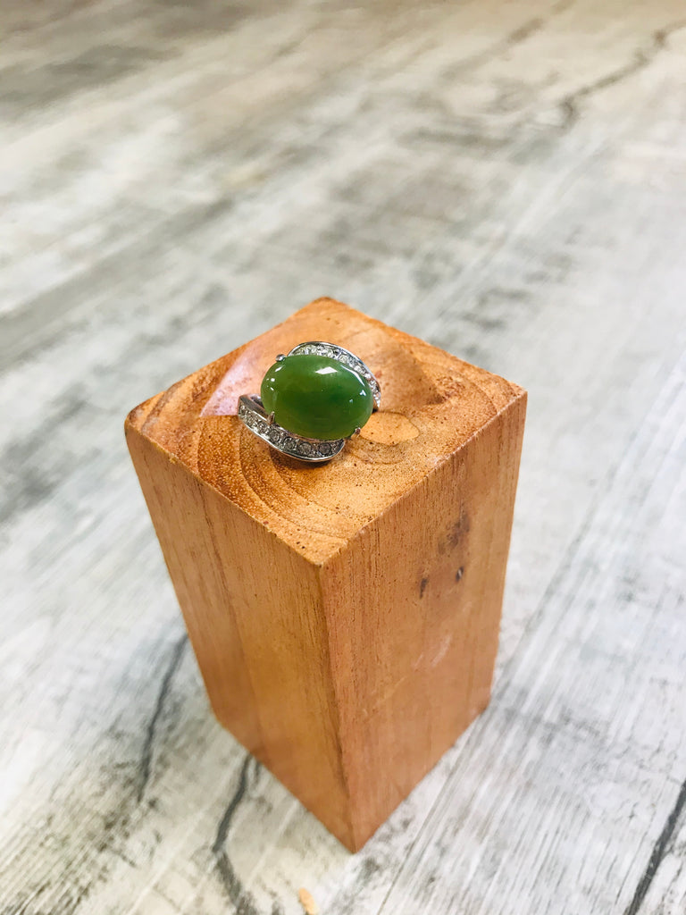 Slanted Jade Cubic Zirconia Ring