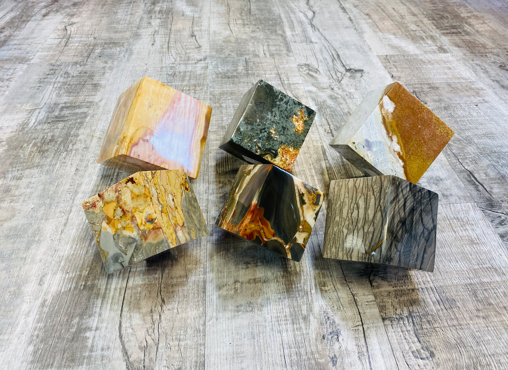 Assorted stone cubes