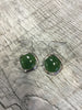 Jade Circle set in a sterling silver twist, hook earrings