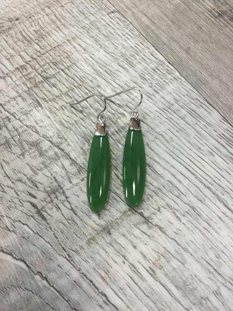 Long Jade Terdrop Earrings