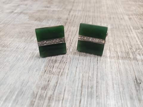 Jade Square Cufflinks - sold as a set of 2