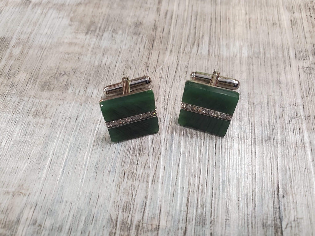 Jade Square Cufflinks - sold as a set of 2