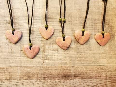 Rhodonite Heart Necklaces- made in Jade City