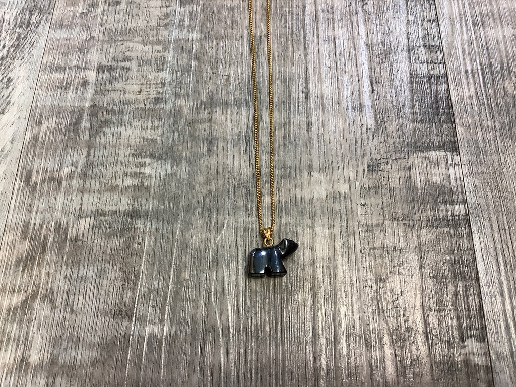Hematite Bear Necklace