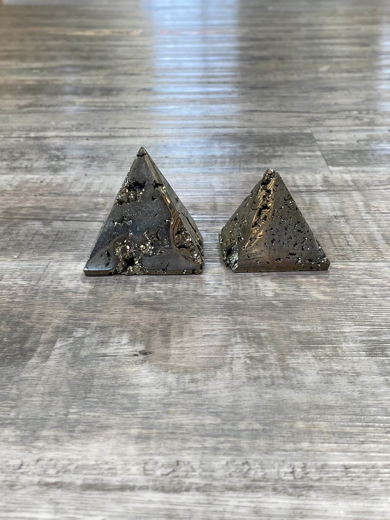 Iron pyrite pyramids