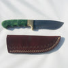 Raindrop damascus knife with jade handle, handle carved in Jade City