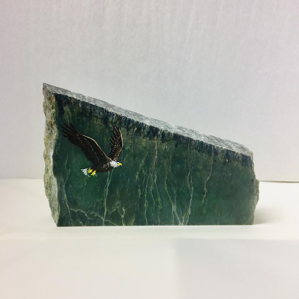 Squirrel and bird painting on jade blocks, hand painted in Jade City