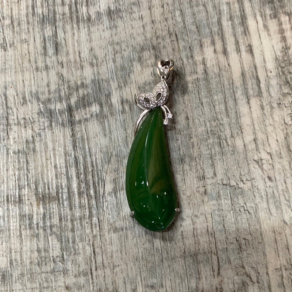 High grade jade teardrop pendant
