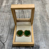Faceted jade rectangle studs