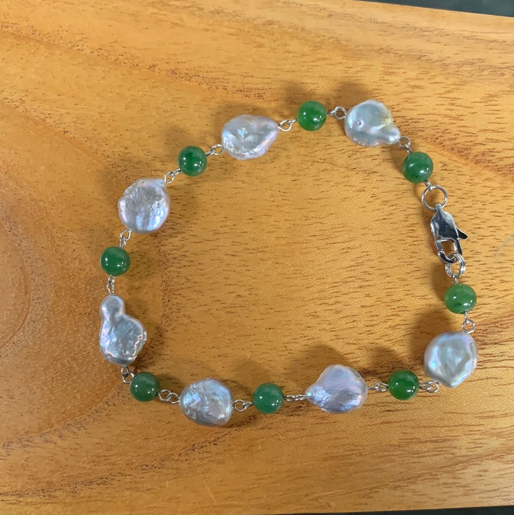 Jade and Flat Pearl Jewelry