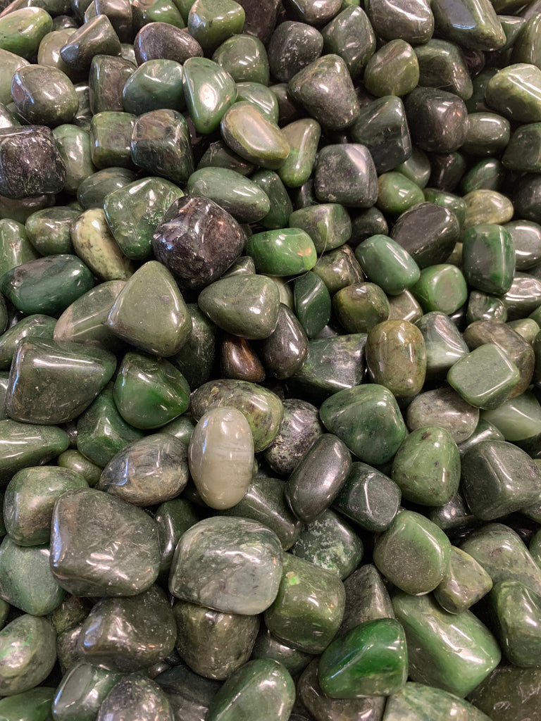 Tumbled -glossy and matte polished jade, sold by the piece