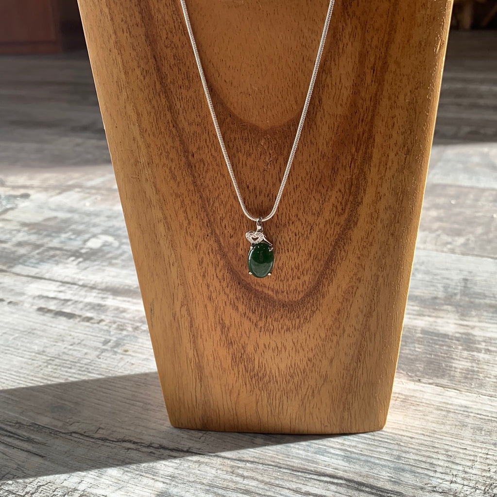 Jade Oval With Heart Pendant