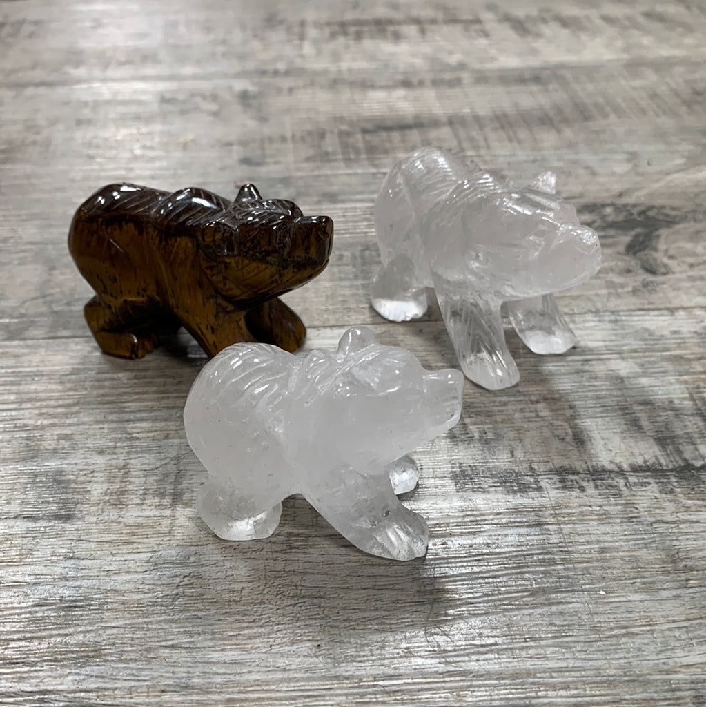 Tigers eye and Clear Quartz Grizzly Bear