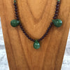 Jade Teardrop and beaded necklace with Garnets